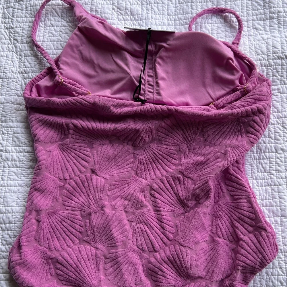 NWT BEACH RIOT athena purple shell terry one piece swimsuit size large - Picture 7 of 9